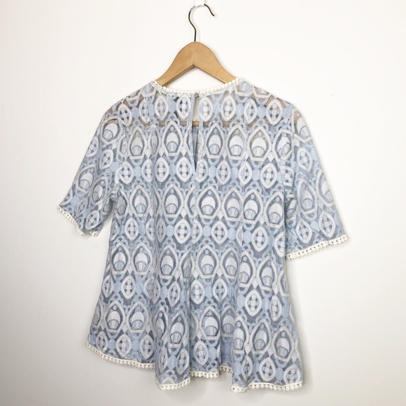 HD in Paris by Anthro, blue lace CIGNA blouse - Picture 10 of 11